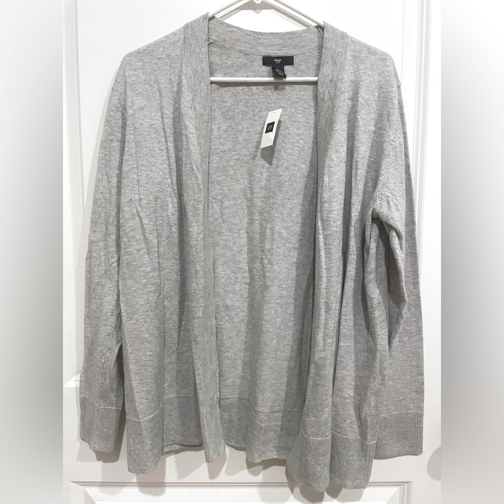 NWT Women's Gap Cozy Open Front Gray Cardigan Large Casual Neutral Minimalist
